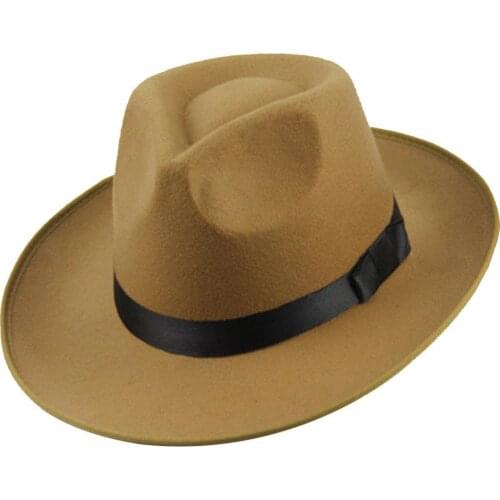 80% Hot Sale Sun Visor Men Women Hard Felt Wide Brim Fedora Panama Hat Autumn Vintage Cap