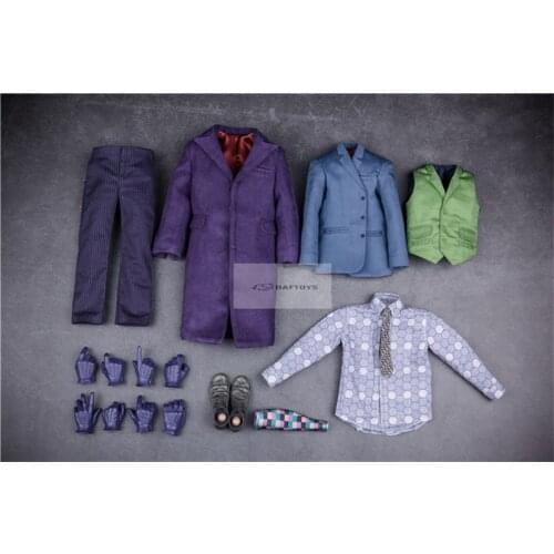 In Stock For Fans 1/6th Joker Clown Clothing Suit Exquisite Suit Dress Purple Coat For Mostly 12inch Doll Action Collectable