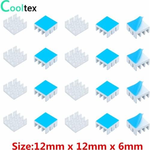 50pcs Aluminum 12x12x6mm Heatsink Extruded Heat sink for Electronic Chip IC MOS Raspberry pi With Thermal Conductive Tape
