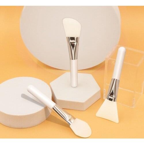 White Silicone Soft Face Mask Brush Oblique Round Facial Care Applicator Brush Cream Mud Mixing DIY Cosmetic Beauty SPA Tools