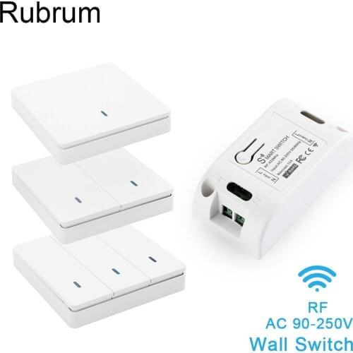Rubrum Wireless Smart Light Switch RF 433MHz Remote Control Switch AC 90-250V 10A Module 86 Wall Panel for Bedroom Gallery Lamp