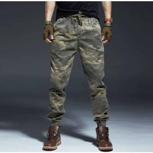 Men Cargo Pants High Quality Long Trousers Cotton Pockets Elastic Waist Camouflage Military Pants WinterThick Tactical Pants