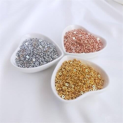 10pcs Real 18K Gold Plating White and gold rose gold spacer loose bead DIY gasket bracelet beads accessories material