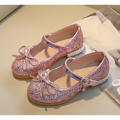 Childrens Fashion Casual Shoes Cute Baby Toddler Infant Kids Baby Girls Soft Princess Butterfly Knot Leather Flat Shoes Sequins