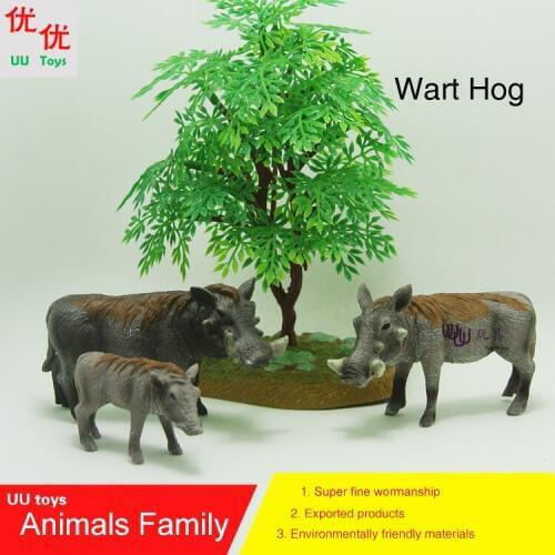 Hot toys: 3 wart hog (Phacochoerus africanus) family pack Simulation model Animals kids toys children educational props