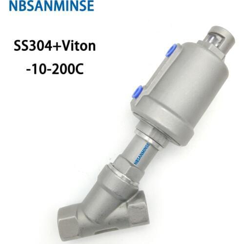 JDF100S0NC-V 3/8 High Temperature water steam SS Valve Pneumatic Angle Seat Valve With Viton NC stainless steel SS304 NBSANMINSE