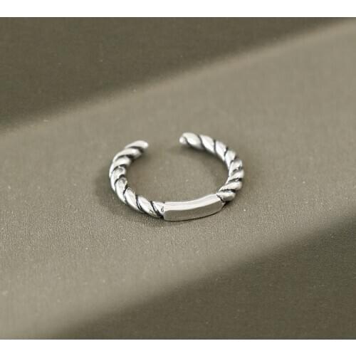 Vintage Real 925 sterling silver twist rings for women fine jewelry, retro silver 925 woman ring anniversary gifts girlfriend