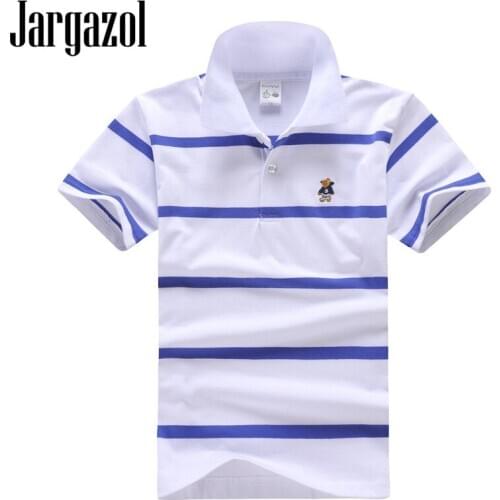 Matching Outfits Summer Stripes Short Sleeve Polo Shirt Cartoon Embroidery Dad Son Sport Shirts Turndown Collar Family Look