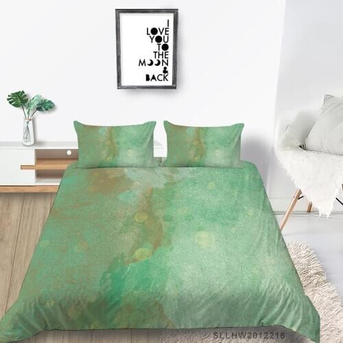 Green Marbling Bed Set Queen Size Elegant Duvet Cover Watercolour Twin Single Double Full King High End Bed Set 3D Gouache
