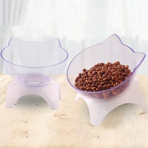 Cat Puppy Feeding Elevated Raised Cat Bowls With Stand Pet Cats Feeder Small Dog Cat Supplies Diner Bowl Non-slip Transparent