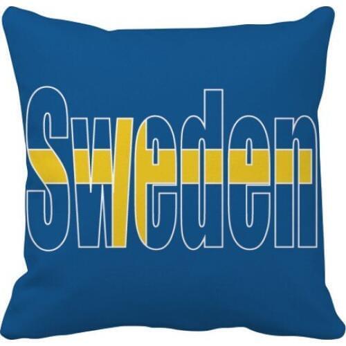 Sweden Country Flag Name Throw Pillow Square Cover