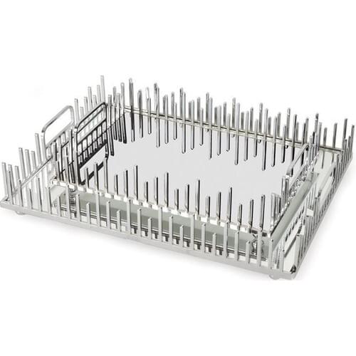 Laser 2 Piece Tray Set Lux Set Silver Color Presentation Tray Presentation Tray Aid Mubarak Decoration Ramadan Kareem