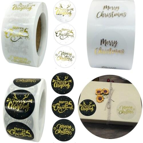 Cute Merry Christmas Stickers Thank You Sticker Adhesives Labels Stationery Seal Label For Sall Business Packaging 500 per Roll