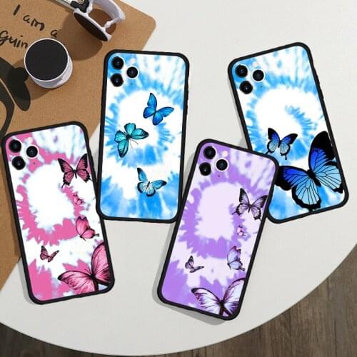 ZUIDID Cute Butterfly Tie Dye Phone Case For iPhone 11 Pro Max XR X XS 7 8Plus SE20 Fashion Girl Hard Silicone Cover Matte Shell
