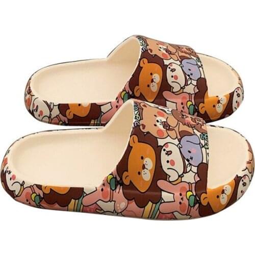 2021 New Couple Fashion Bear Sandals Non-slip Thick-soled Indoor And Outdoor Slippers Mens Flip Flops Stray Shoes Women