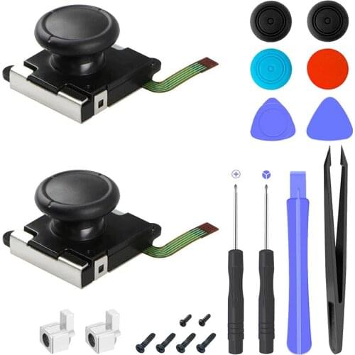 Replacement Joystick 3D Analog Thumb Stick for Nintendo Switch/Joy-Con Controller Lock Buckles Thumbstick Caps Tool Kits