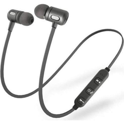 Stereo Bluetooth Earphone Sport Wireless Headset with Mic Microphone Magnetic absorption