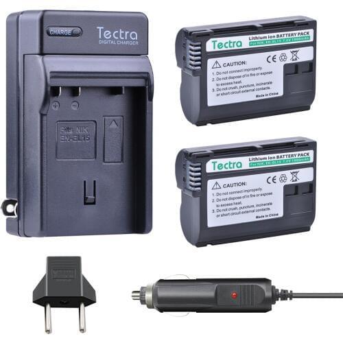 Tectra 2x EN-EL15 EN EL15 Camera BATTERY + Digital Charger+Car Plug for Nikon D600 D610 D600E D800E D810 D7000 D7100 D750 V1