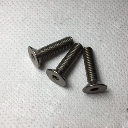 2PCS Countersunk Head Screw Hex Socket Bolt DIN 7991 Pure titanium GR2/TA2 Flat Head Screws 4-50mm Length