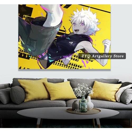 Killua Zoldyck Yellow Poster Anime Hunter X Hunter HXH Canvas Painting Decor Wall Art Pictures Bedroom Study Home Living Room