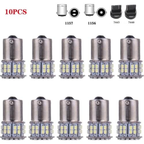 10pcs 12V White T20 P21W 1156 BA15S 1157 7440 7443 1206 50 SMD Led Bulb Vehicles Backup Tail Turn Signal Parking Light Indicator