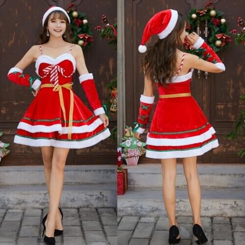 2020 Fashion Miss Claus Suit Women Christmas Fancy Party Dress Sexy Santa Outfits Hoodie Santa Claus Sweetie Cosplay Costumes