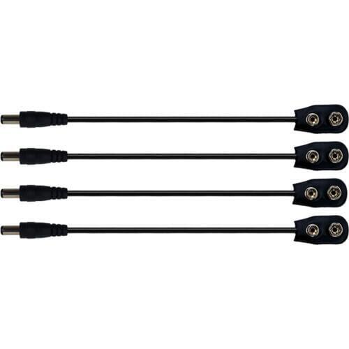 4 PCS 9V Battery Clip Converter Power Cables Snap Connector DC 2.1 5.5mm Plug For Guitar Effect Pedal Power Supply Cable