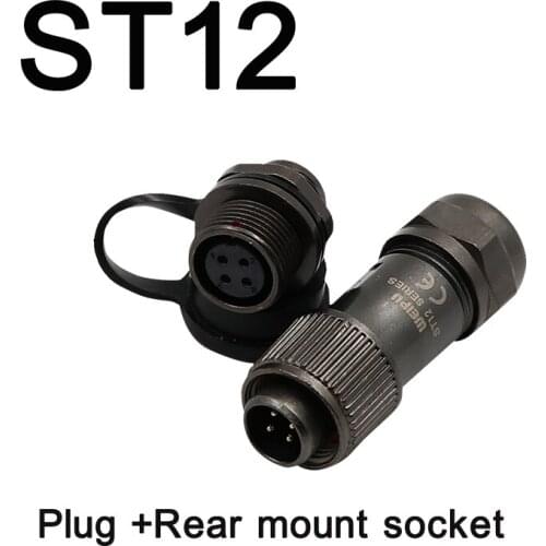 ST12 Aviation Plug Rear Mount Socket IP67 Waterproof Panel Chassis Mount Circular Cable Connector 2 3 5 6 7 9 Pin