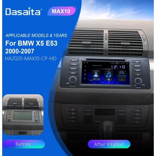 Dasaita 7" Android 10.0 Car Radio 4GB ROM 64GB RAM GPS Navigation for BMW X5 E53 2000-2007 2 Din Audio Stereo Multimedia Player