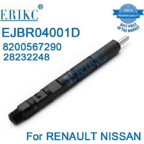 ERIKC Auto Car Part EJBR04001D Fuel Injector 28232248 Common Rail Inyector OEM 8200567290 / 166009384R for Renault NISSAN Euro 3
