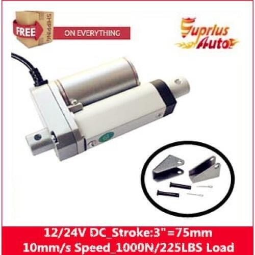 Free Shipping 75mm/ 3 inch stroke Mini Linear Tubular motor motion, 1000N/100KG/225LBS load electric linear actuator 12v with mo