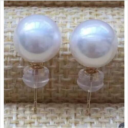 Free shipping charming air of pAAA 8.5-9MM Akoya white round pearl earring
