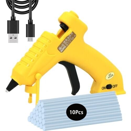 3.6V Wireless Hot Melt Glue Gun 8W USB Rechargeable Lithium Battery Cordless Glue Gun with 7mm Glue Sticks Craft Repair Tool Gun