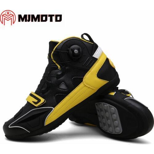 BOA Quick Adjust Motorcycle Ankle Boots Men Moto Riding Boots Summer Breathable Motorbike Shoes Non-slip Motocross Racing Shoes