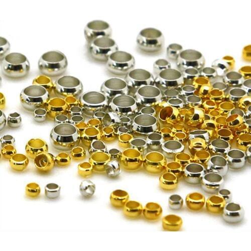 500pcs/lot Gold Silver Copper Ball Crimp End Beads 2/2.5/3mm Stopper Spacer Beads For Diy Jewelry Making Findings Supplies