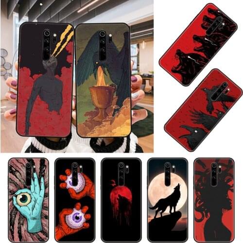 Phone Case For Xiaomi Redmi Note 8 8T 7 7A 9 9A 9S 8A 4 5 6 Pro Black Cover Hoesjes Tpu Coque Silicone Funda Red Alien Eyes