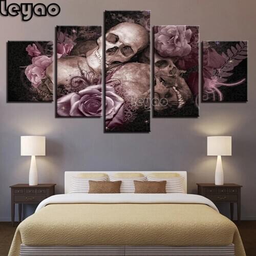 Skull & Roses Gothic 5 Piece diamond embroidery 5d diy diamond painting fanstant art mosaic diamond art,Multi-pictures gift