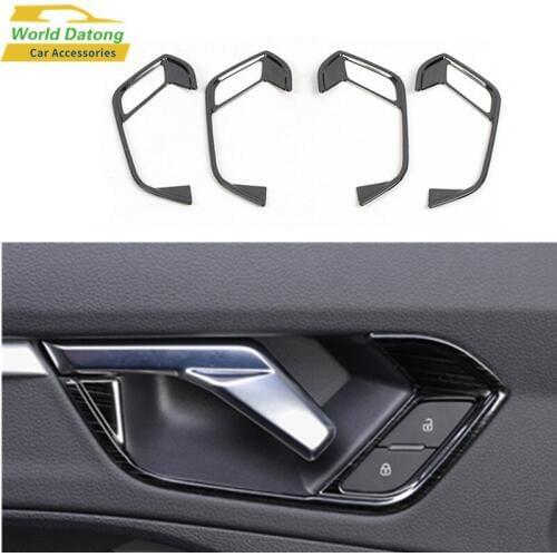 For Audi Q3 (T3) 2019 2020 Interior Door Handle Bowl Cover Brushed Black Trim 4pcs