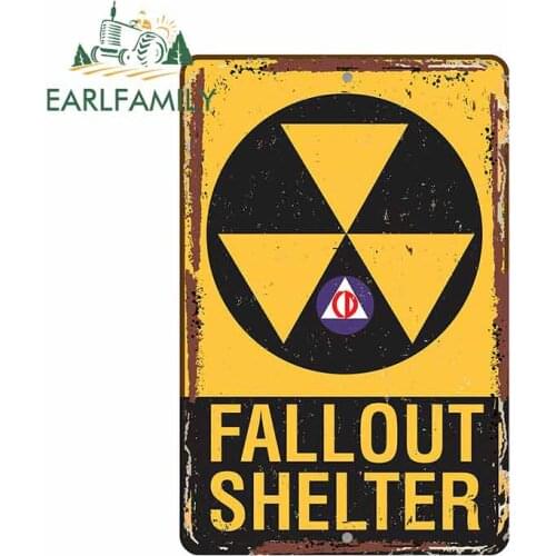 EARLFAMILY 13cm x 8.6cm for Fallout Shelter Sign Car Stickers Personality Occlusion Scratch High Quality Vinyl Waterproof Decal