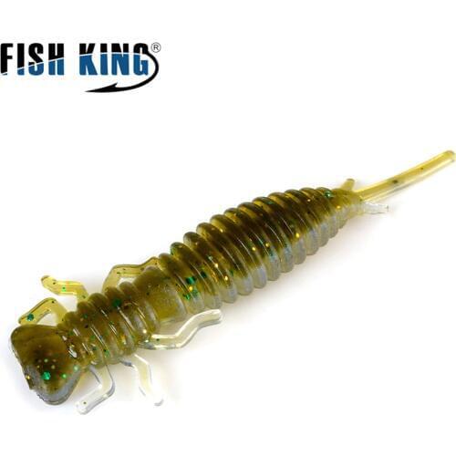 FISH KING 5/6.5/7.6/8.9cm Silicone Bait Worm Soft Fishing Lure 4-10pcs Smell Artificial Wobblers Fishing Bait For Bass Pike