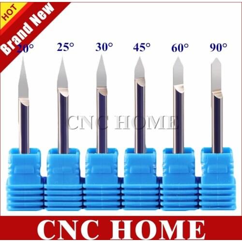 5pcs 4mm Shank Carbide Metal Engraving Bits Aluminum Copper Stainless Steel CNC Router Bit 20 25 30 45 60 90 Angle for choose