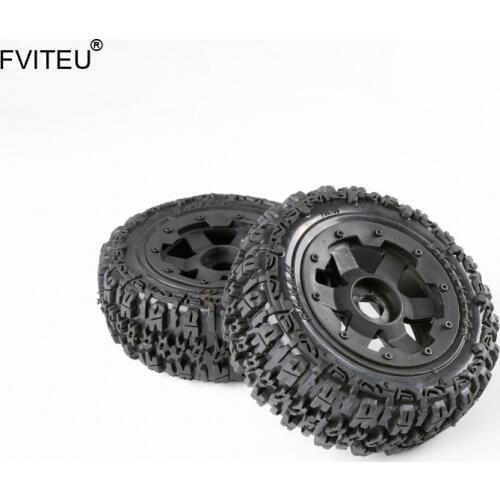 FVITEU Complete Rubber Front Knobby Wheel Tires kits for 1/5 HPI BAJA 5T Rovan King Motor