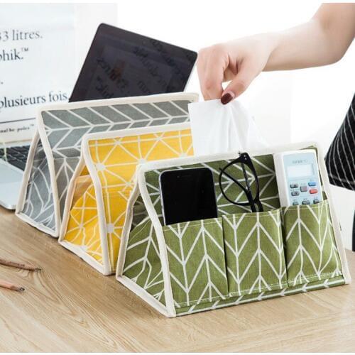 Home creative linen cloth tissue box multi - functional six bags of pumping cartons desktop storage box tissue box