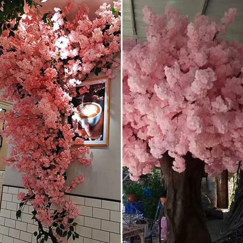 120cm Artificial Cherry Blossom Ribbon Pear Tree Branch Flowering Simulation Plants Wedding Party Decor