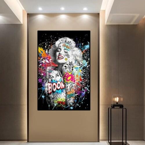 Marilyn Monroes graffiti art canvas painting sexy Monroe portrait wall art posters and prints home decor painting