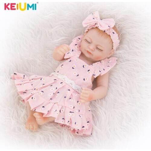 KEIUMI Baby Reborn Silicone Full Body 27CM Mini Silicon Baby DollsDIY Toy Kids Playmate 11 inch Boneca Birthday Surprise
