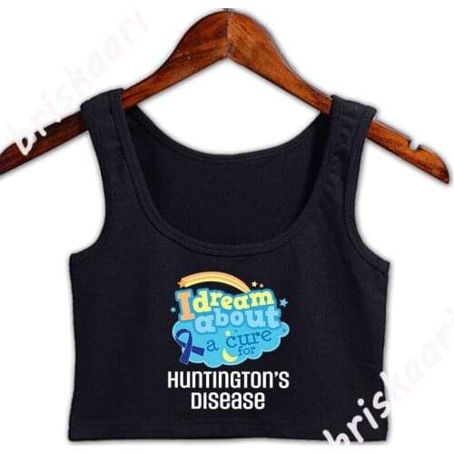 Huntingtons Disease Awareness Ribbon Crop Top Pictures Top Spring Autumn Interesting For Girls Print Crew Neck Cool Vest