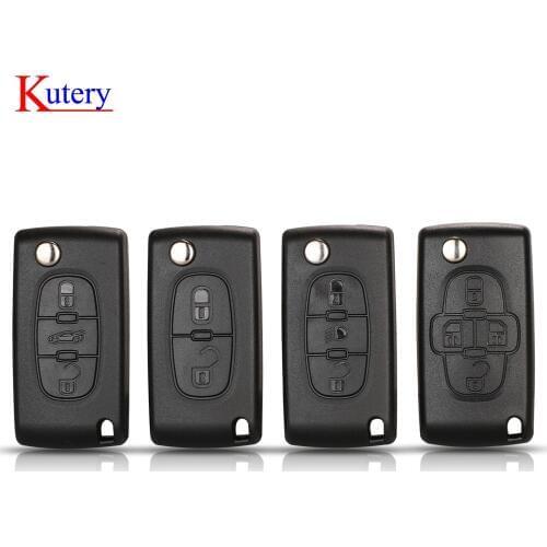 Kutery 2/3 Button Flip Fob Car key Case Shell for Peugeot 207 307 308 407 607 807 Partner Citroen C2 C3 C4 C5 C6 Xsara
