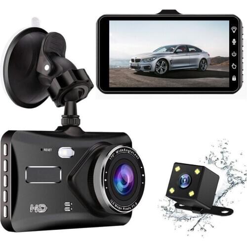 LAMJAD Dash cam 4 Inch 1080P Loop Recording Night Vision 170 Degree Wide Angle Car DVR with Rear View Camera DFDF