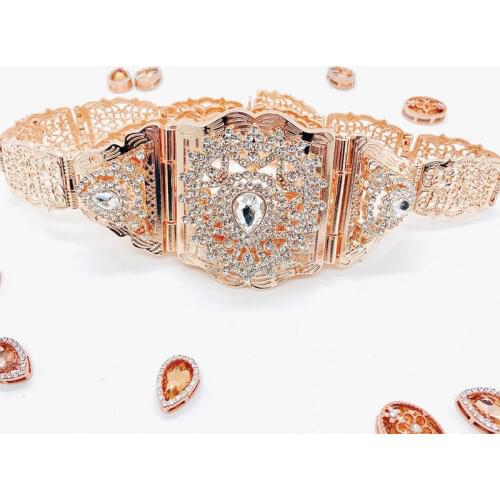 Morocco Women Caftan Belt Gold Color Red Green Stone Ethnic Wedding Dress Kaftan Abaya Metal Waist Chain Belt Jewelry